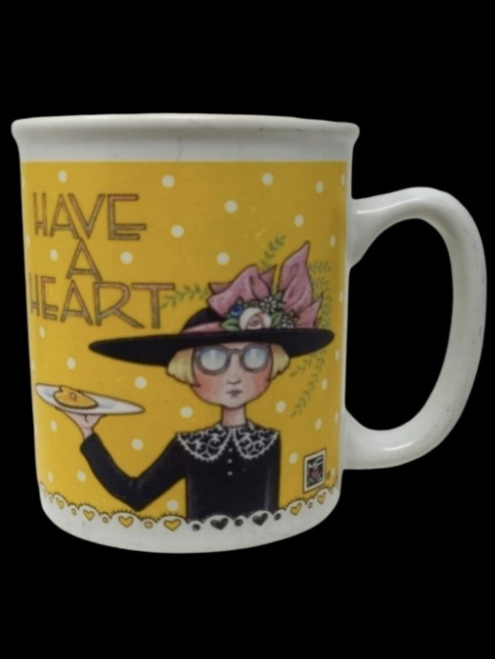 VINTAGE 1990's MARY ENGELBREIT "HAVE A HEART" COFFEE MUG/CUP